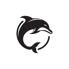 dolphin vector silhouette clip art logo design