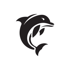 dolphin vector silhouette clip art logo design