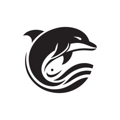 Fototapeta premium dolphin vector silhouette clip art logo design