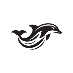 dolphin vector silhouette clip art logo design