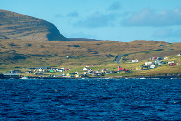 Obraz premium Skalavik Village on Sandoy Island - Faroe Islands