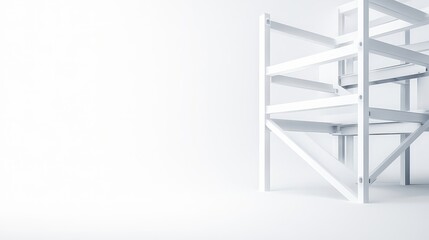 Minimalistic White Wooden Structure in Bright Empty Space