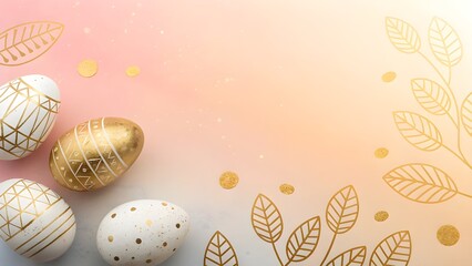 golden eggs easter with floral illustration, background picture
