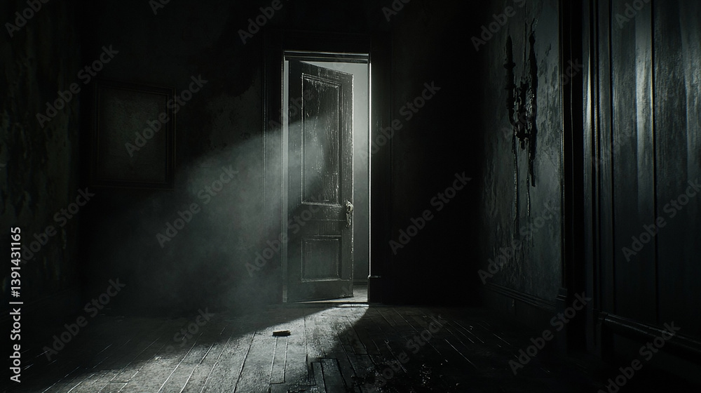 Canvas Prints light from an open doorway spilling into a dark room