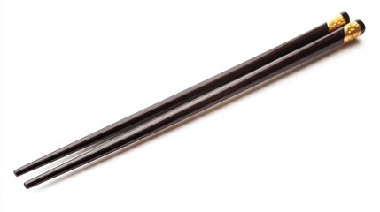 Elegant Dark Brown Chopsticks with Gold Accents