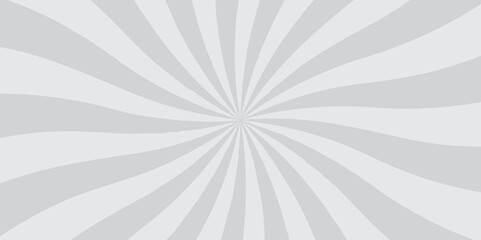 Abstract white and gray retro with sunburst pattern design. Vintage sunrays illustration swirl grunge spiral line. sun beam vector banner design and comic burst gradient concept pattern.	
