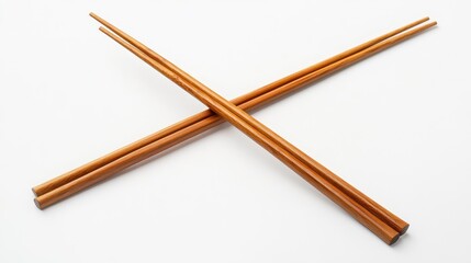 Crossed Wooden Chopsticks on Clean Surface
