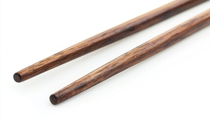 Rustic Wooden Chopsticks on White Background