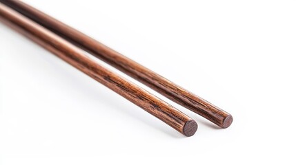 Rustic Wooden Chopsticks on White Background