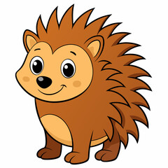 Cute Colorful Porcupine Vector: Playful Furry Animal Illustration on White Background