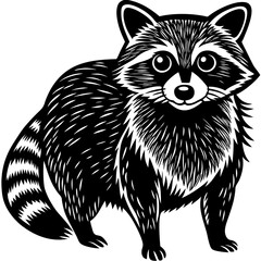 Raccoon Vector Illustration: Detailed Wildlife Art & Silhouette Design