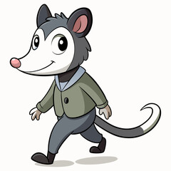 Walk Style Cute Possum Illustration: Adorable Vector Art & Animal Design