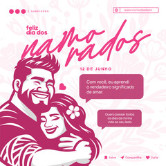 feliz dia dos namorados or happy valentines day greeting poster design