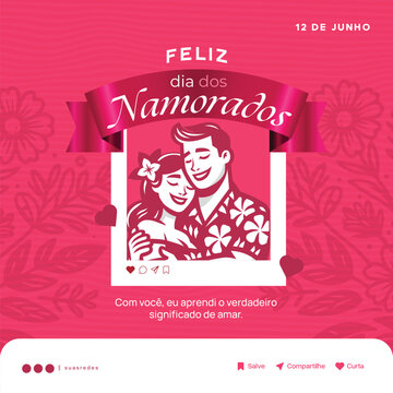 happy valentines day social media post design in brazilian portuguese