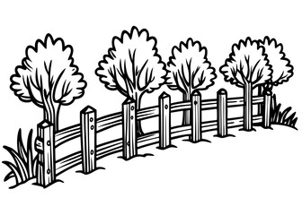 Wooden farm fence vector background. . Planks barrier for garden or field isolated on white background