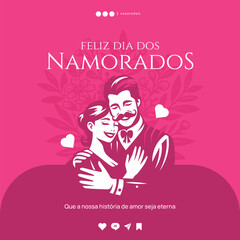 happy valentines day or feliz dia dos namordos modern poster template