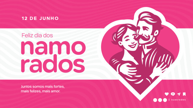 happy valentines day or feliz dia dos namordos modern banner template