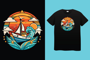 boating t-shirt design vector elements, boating vector art