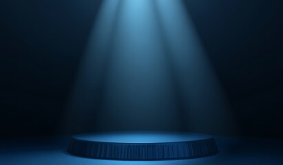 Dark stage with spotlight on circular platform