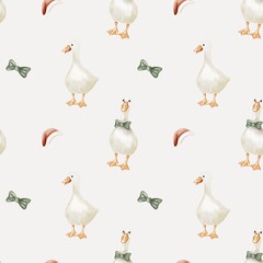 Charming geese pattern design for fabric and wallpaper decoration projects © Yuliia Kostenko