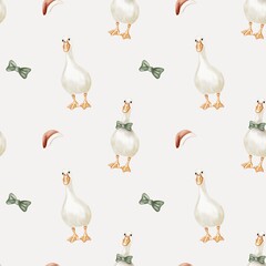 Playful watercolor geese pattern for textile designs and decor projects