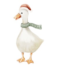 Festive geese wearing hats and scarves perfect for holiday wrapping and decor