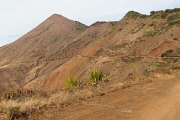 Monte Gordo mountain in the Monte Bissau mountain range on Sao Nicolau island. Cape Verde. Africa.