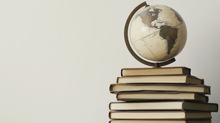 Globe and books, learning, school atmosphere, copy space.