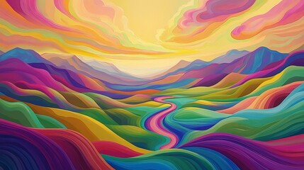 Obraz premium Fantastic Vibrant Landscape with a Winding Road