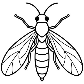 black outline bee with wings clip art preview