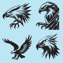 Eagle silhouette of eagle Eagle logo Vector graphic of eagle icon Black and White Silhouette collection 