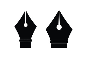Old ink pen nibs icon silhouette on white background