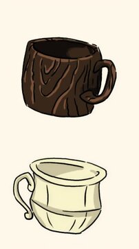 A beautiful and assorted collection of artistic coffee mugs showcasing various styles and designs. Creative