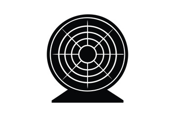 Radar screen silhouette on white background