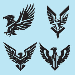 Eagle silhouette of eagle Eagle logo Vector graphic of eagle icon Black and White Silhouette collection 