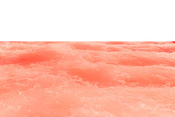 Pink water bubbles on the surface ripples. Defocus blurred transparent pink colored clear calm water surface texture with splash and bubbles. Water waves with shining pattern texture background