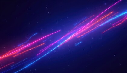 Fototapeta premium Abstract background with glowing neon waves on dark blue