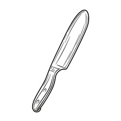 Fototapeta premium Black and White Line Drawing of a Bread Knife 