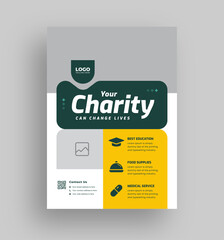 Charity fundraising & donation flyer template | Nonprofit event design for social awareness and humanitarian aid campaign