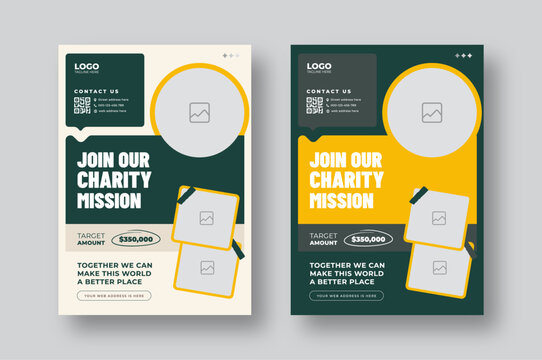 Charity fundraising & donation flyer template | Nonprofit event design for social awareness and humanitarian aid campaign