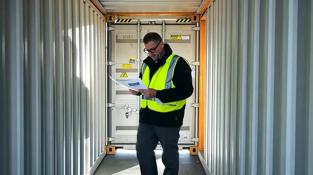 Container inspection by customs officer for compliance notes