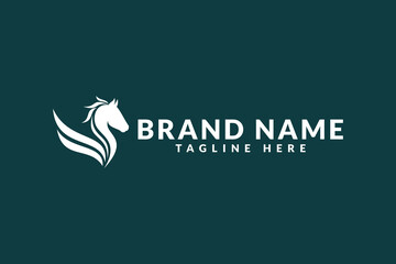Fototapeta premium Pegasus horse logo design. logo icon vector illustration silhouette