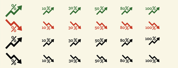 price increase and decrease symbol icons in vector	