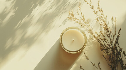 Minimalist composition with a candle