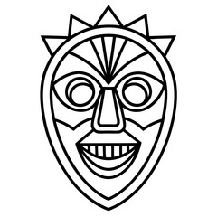 African tribal mask mandala line art vector illustration 