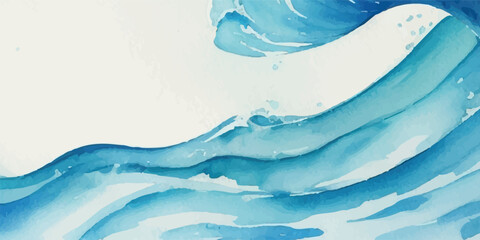 Abstract Artistic Representation of Ocean Waves in Blue and Green Watercolor Texture, Crafted for Designers Looking for a Calming Marine Background for Web Design, Packaging, and Stationery