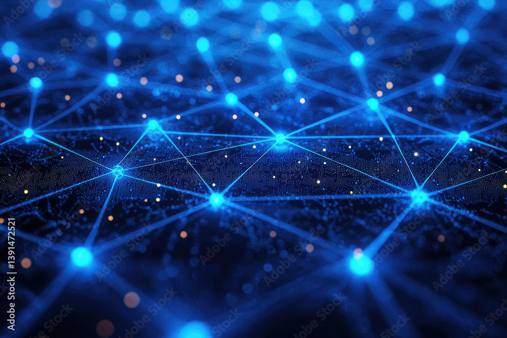 Fototapete abstract representation of a global network, showcasing interconnected nodes and data flow.