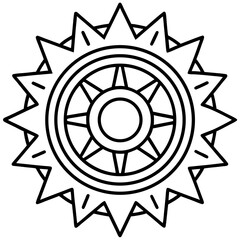 Aztec sun calendar mandala line art vector illustration 