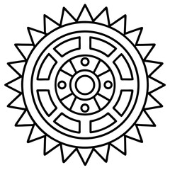 Aztec sun calendar mandala line art vector illustration 