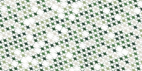 Abstract Star Pattern Interlocking Green and Beige Shapes on White Background